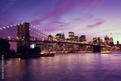 Brooklyn Bridge and Manhattan at sunset  New York