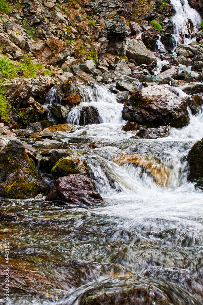 Beautiful landscape with the mountain river Beautiful landscape with the mountain river