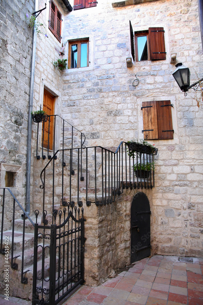 Backstreet in old town of Kotor, Montenegro