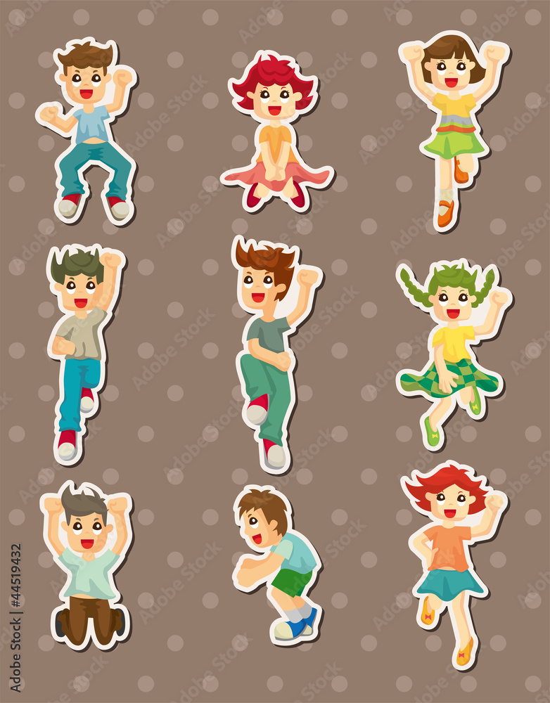 Fototapeta premium cartoon child jump stickers
