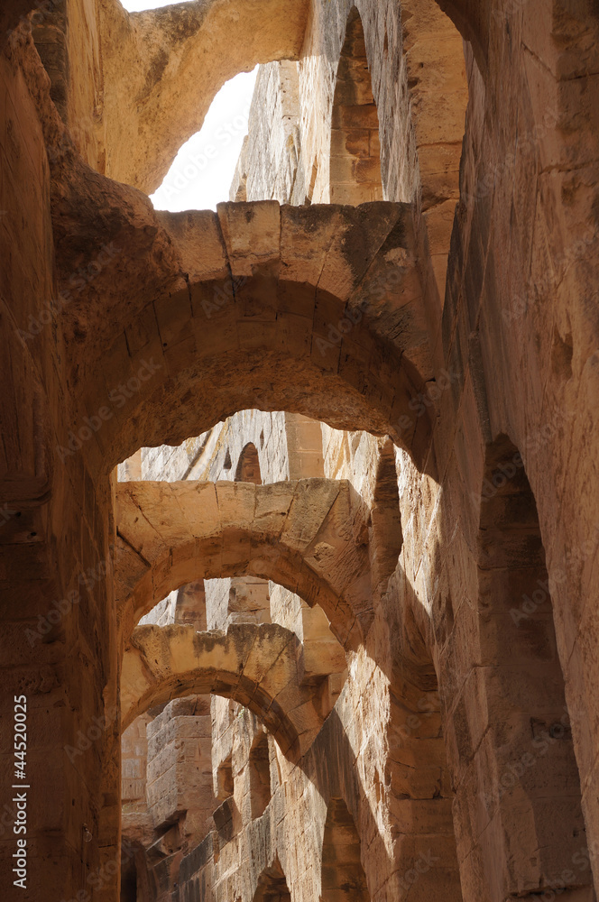 Roman ruins of the amphitheater of El Djem in Tunisia