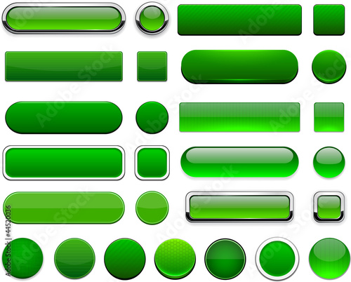 Fényképezés Green high-detailed modern web buttons.