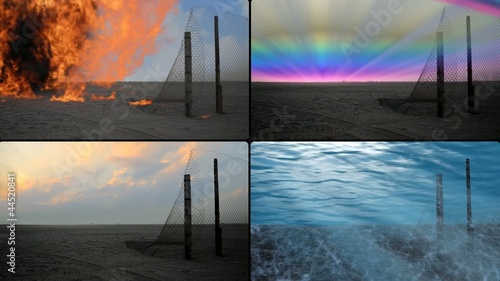 stables between the fence at different situations