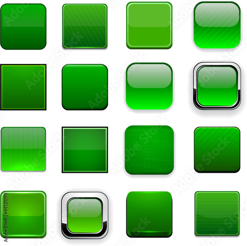 Green square high-detailed modern web buttons.