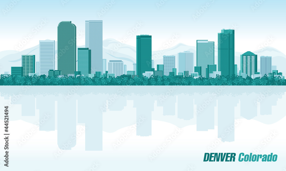 Denver Colorado detailed vector skyline