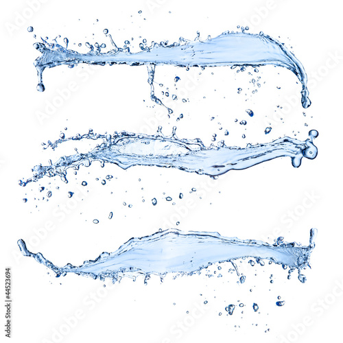 Collection of water splashes isolated on white background