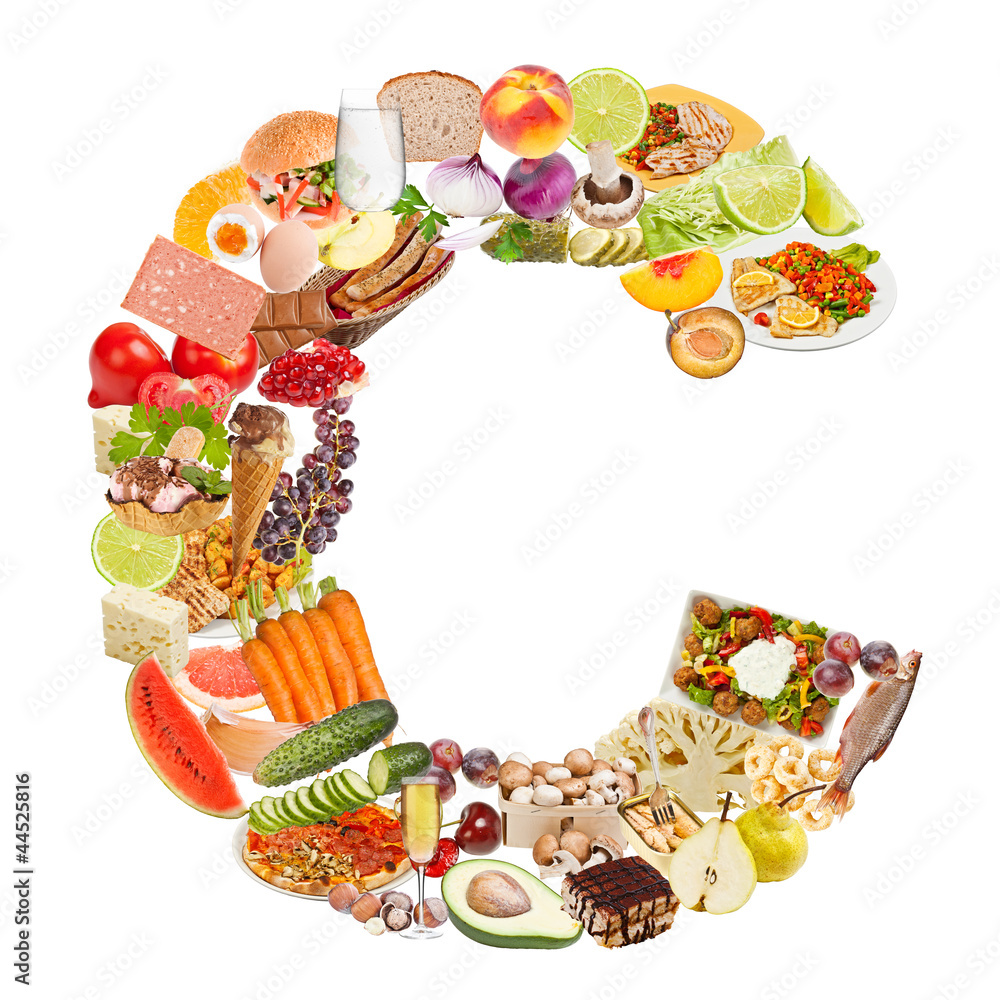 Letter C made of food