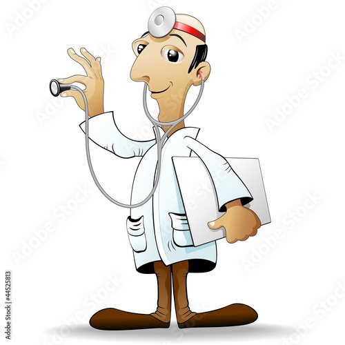Doctor Cartoon with Stethoscope-Dottore con Stetoscopio-Vector