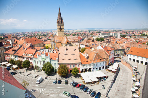 Historical architecture in Sibiu, Transylvania, Romania . photo