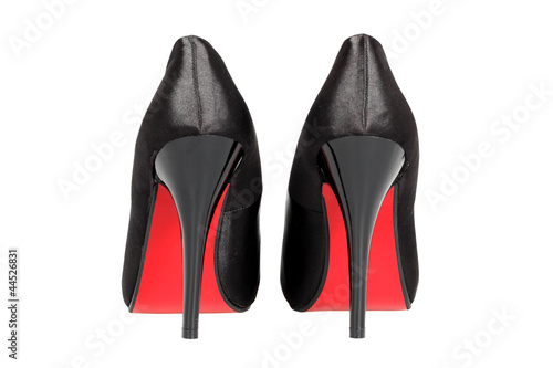 A pair of black women's heel shoes with clipping path.