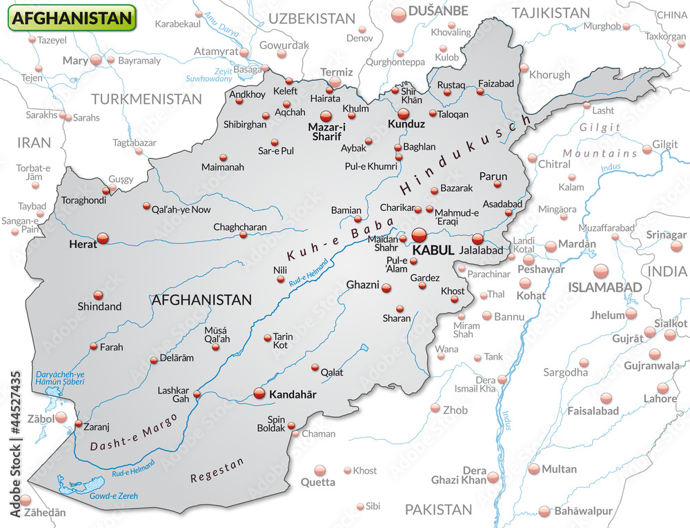Landkarte von Afghanistan und Umgebung