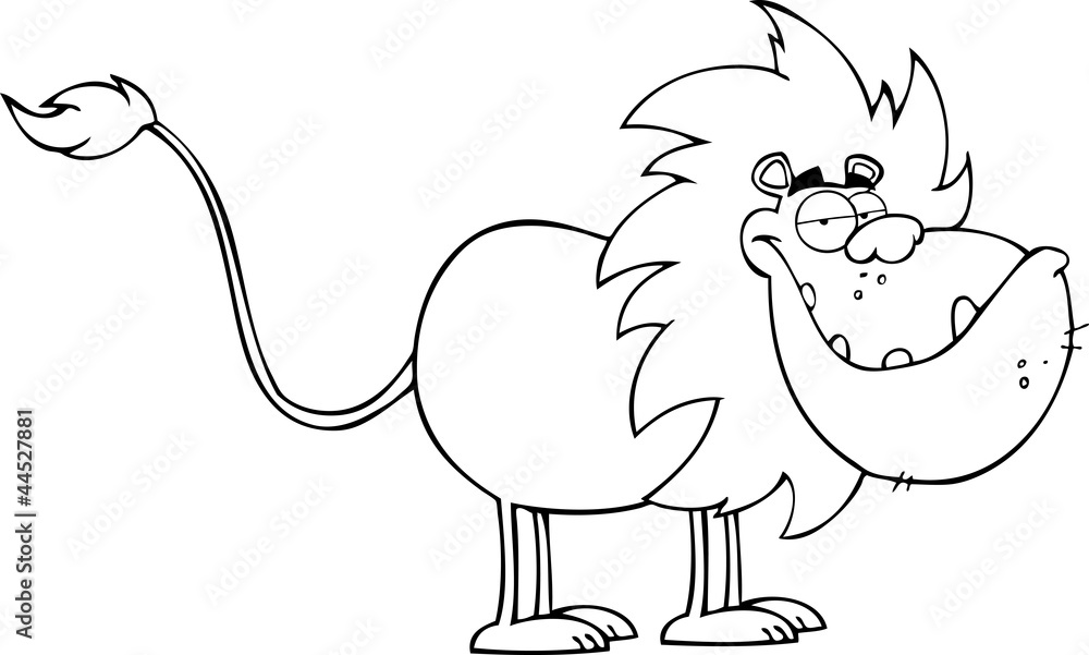 Outlined Funny Lion Cartoon Character Stock Vector | Adobe Stock Outlined Funny Lion Cartoon Character Stock Vector | Adobe Stock