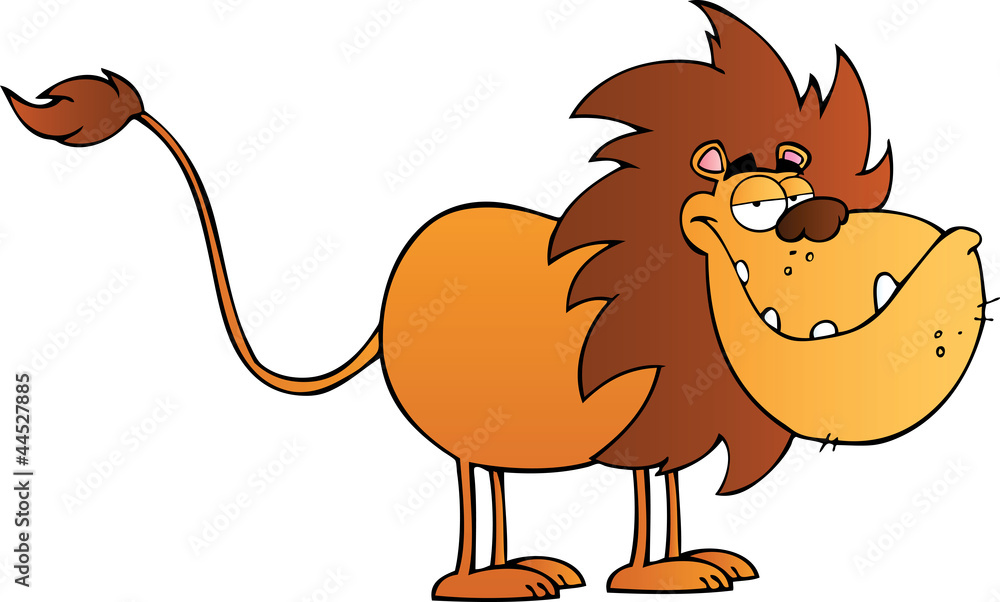 Funny Lion Cartoon Character Stock Vector | Adobe Stock