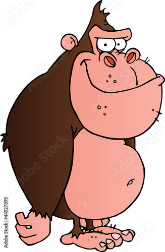 Smiling Gorilla Cartoon Character