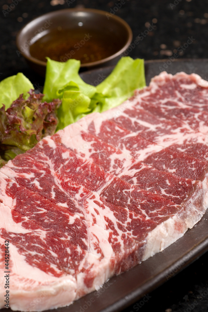 Raw meat slice, BBQ Steak, 牛肉
