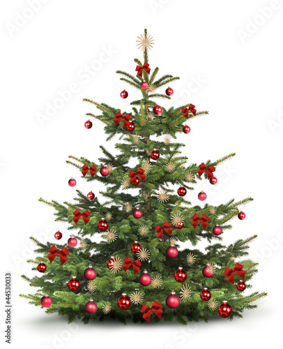 Weihnachtsbaum mit Rotem Christbaumschmuck