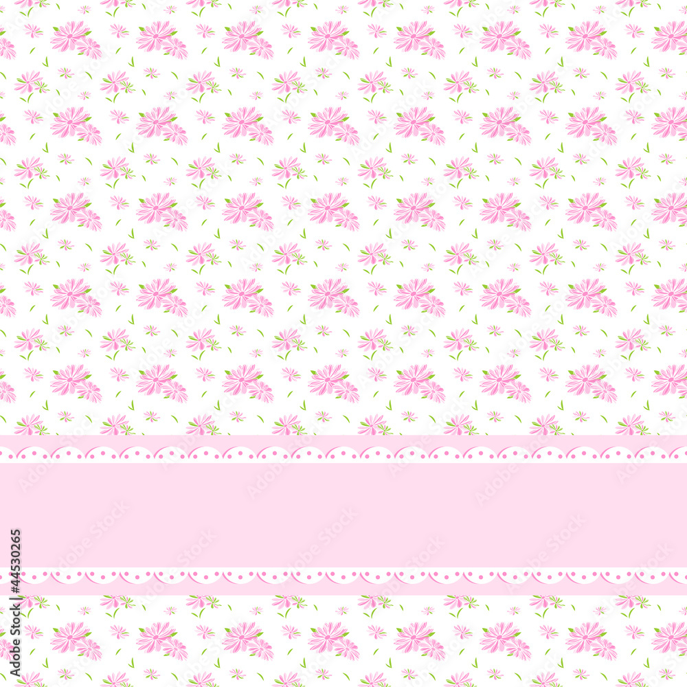 Colorful Flower Seamless Pattern Background with Ornate Frame