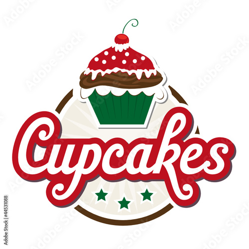 Cupcakes Button in Rot / Grün