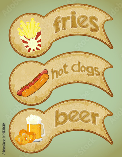 fast food labels in retro style