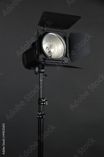 Studio lighting on black background close-up