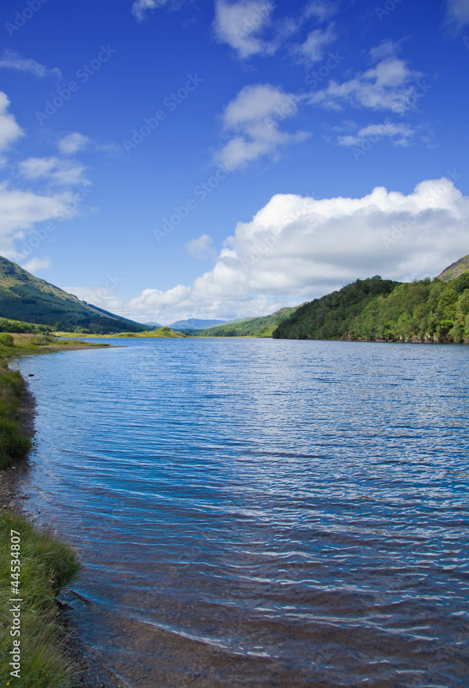 scottish summer landscape with lake