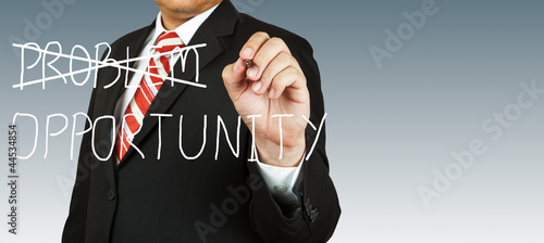 Quadro em tela Businessman who eliminate problem with opportunity