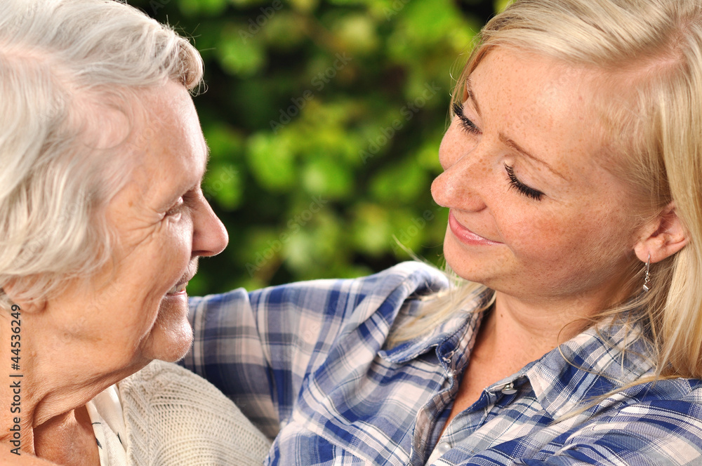 Grandmother and granddaughter.