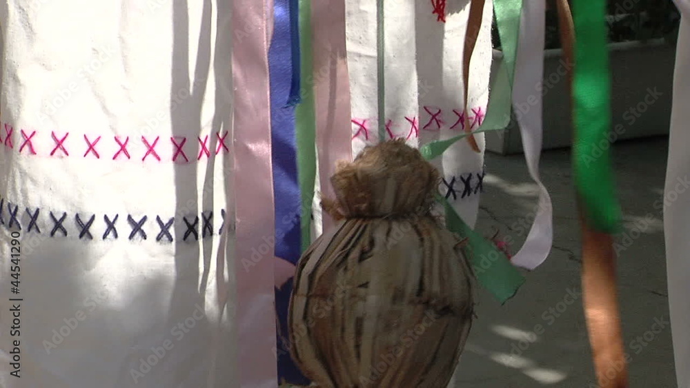 The art of making totemic masks.Making a gourd mask . The art of making totemic masks.Making a gourd mask .