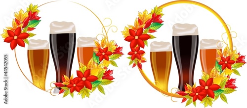 Autumn leaves, beer