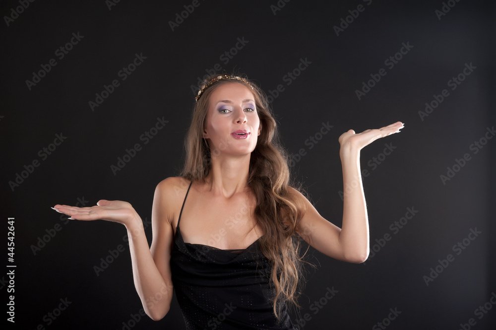 A young woman in a black dress A young woman in a black dress