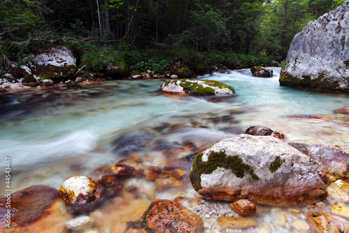 Kamniska Bistrica stream in Slovenia Alps mountain photo