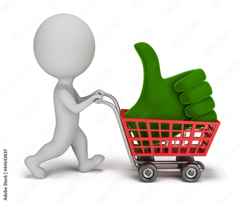 3d small people - positive symbol in the cart 3d small people - positive symbol in the cart