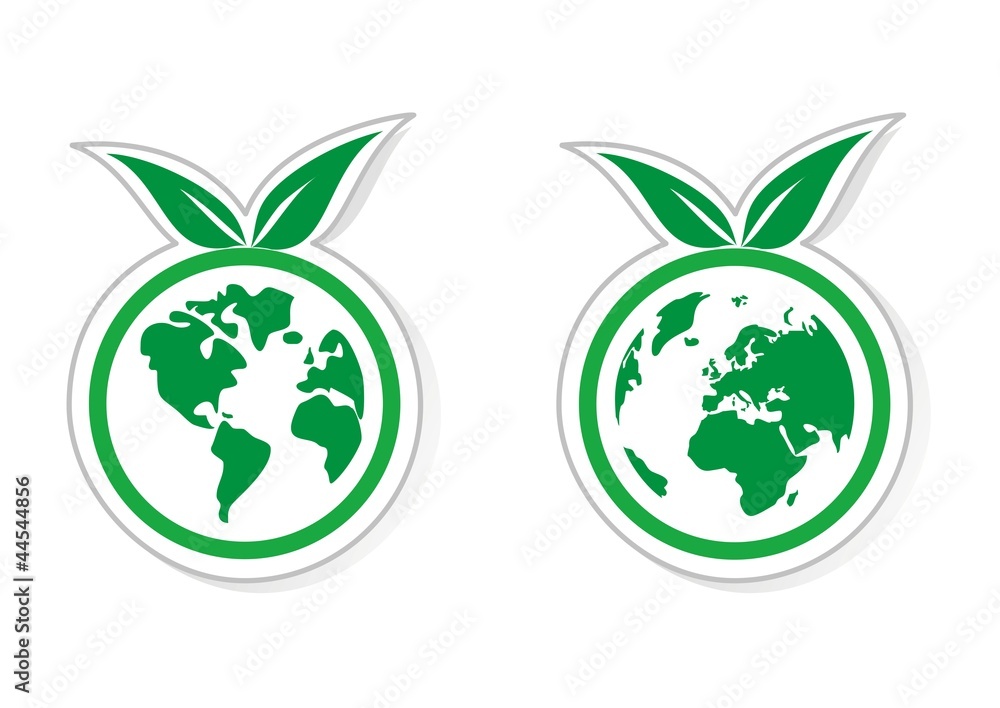Vector ecology green icons with planet earth Vector ecology green icons with planet earth