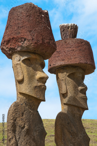 Moais in Anakena beach, Easter island, Chile photo