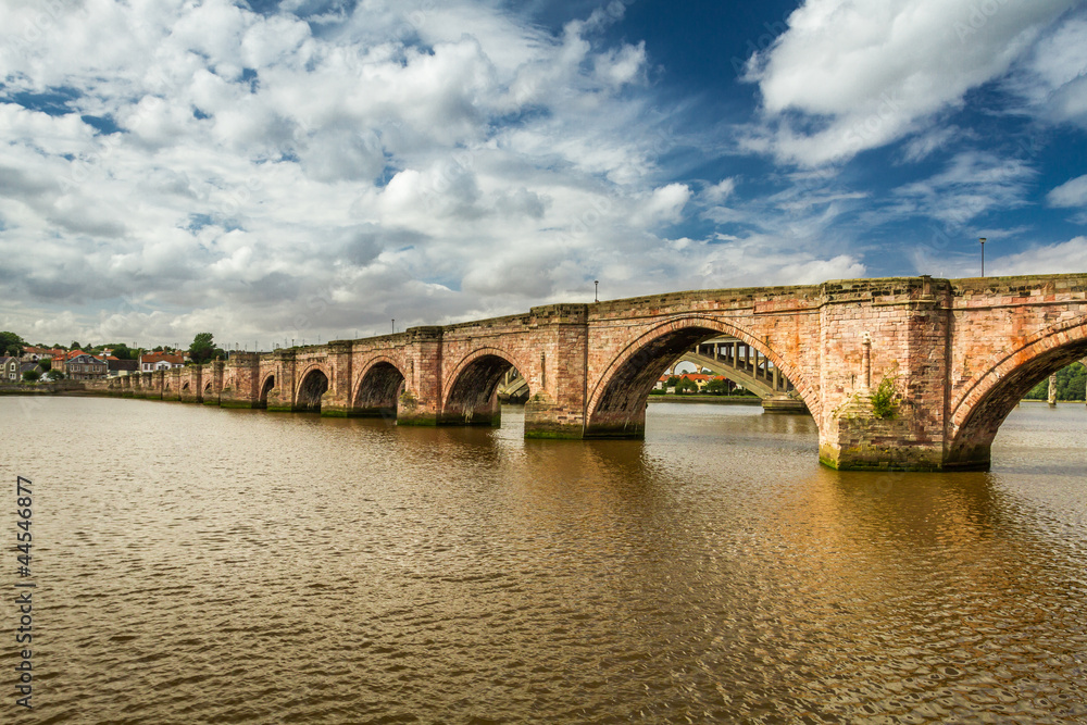 Old bridge over river Tweed in summer