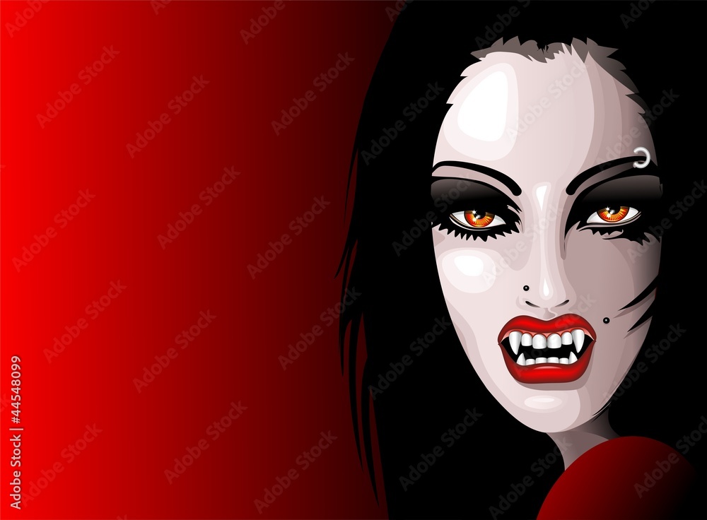 Vampire Girl's Portrait-Halloween-Ritratto Donna Vampiro-Vector Stock ...