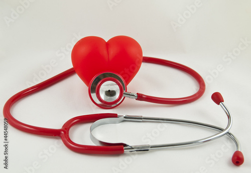 Red stethoscope and red heart