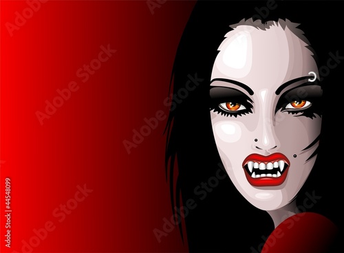 Vampire Girl's Portrait-Halloween-Ritratto Donna Vampiro-Vector