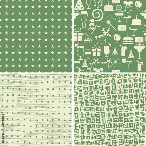 set of 4 seamless patterns in two colours