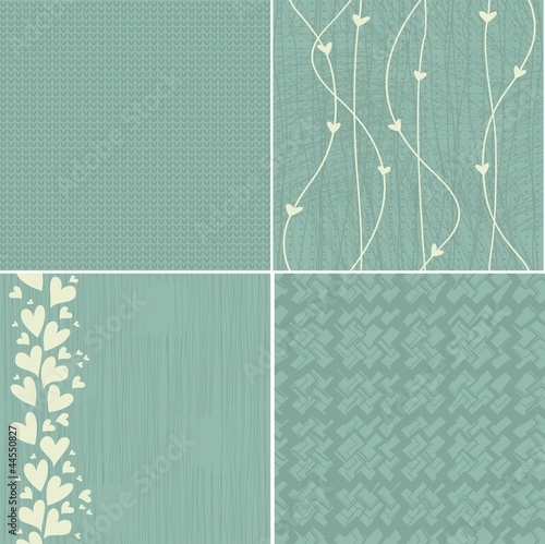 set of 4 seamless patterns in faded blue