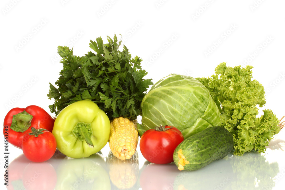 Colorful fresh vegetables isolated on white Colorful fresh vegetables isolated on white