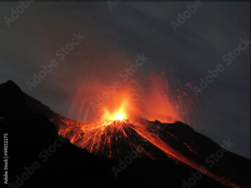 Powerful volcanic eruption Volcano Stromboli
