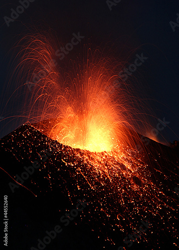 Volcano  crater with lava eruption #44552640