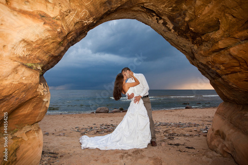 Wedding Romance - newlyweds kissing