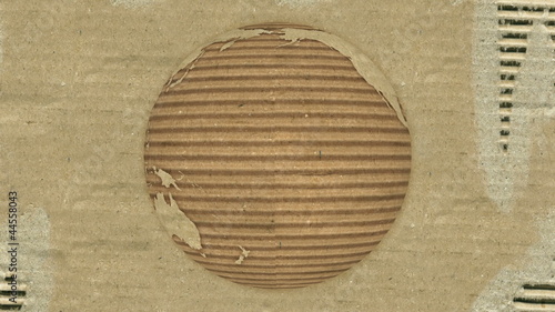 Corrugated Cardboard Earth rotating. Loopable.