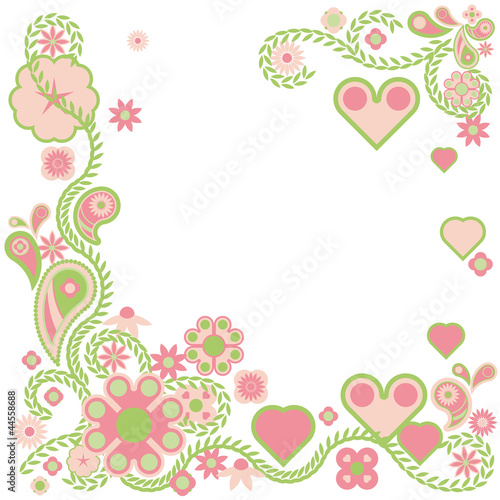 Elegant floral background with hearts