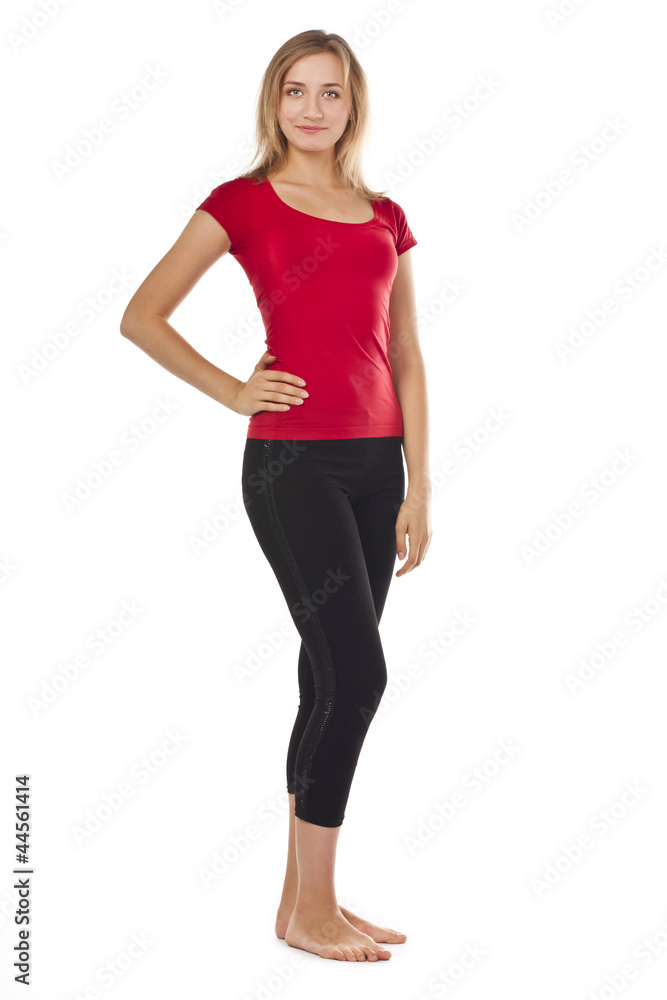 Young attractive female student in red Young attractive female student in red