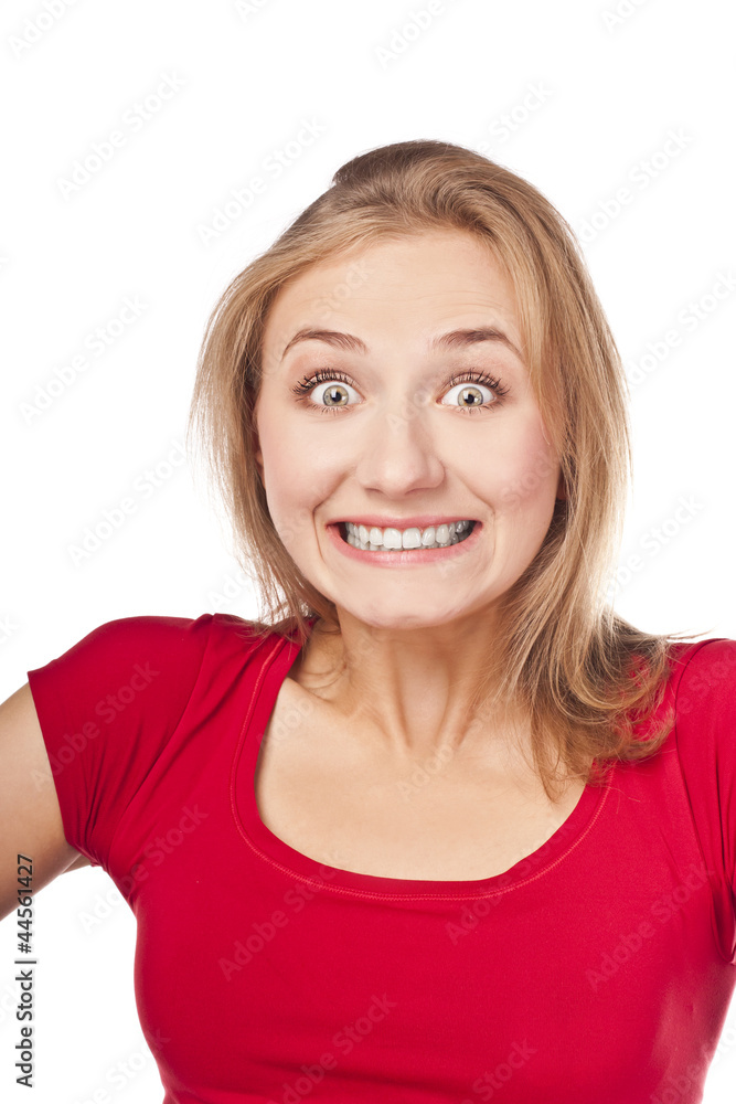 Portrait of a young female against white background Portrait of a young female against white background