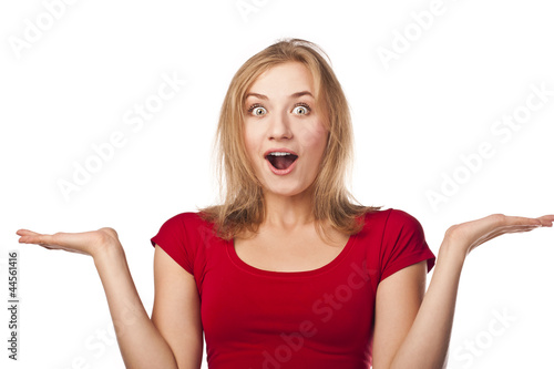 Wallpaper Mural Attractive girl shows your text Torontodigital.ca