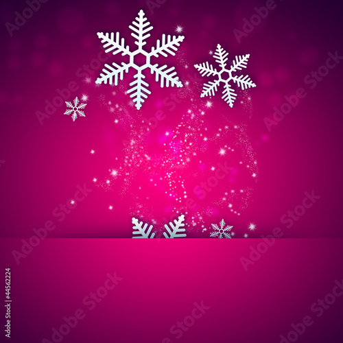 Bright stylish Christmas background with snowflake and copyspace
